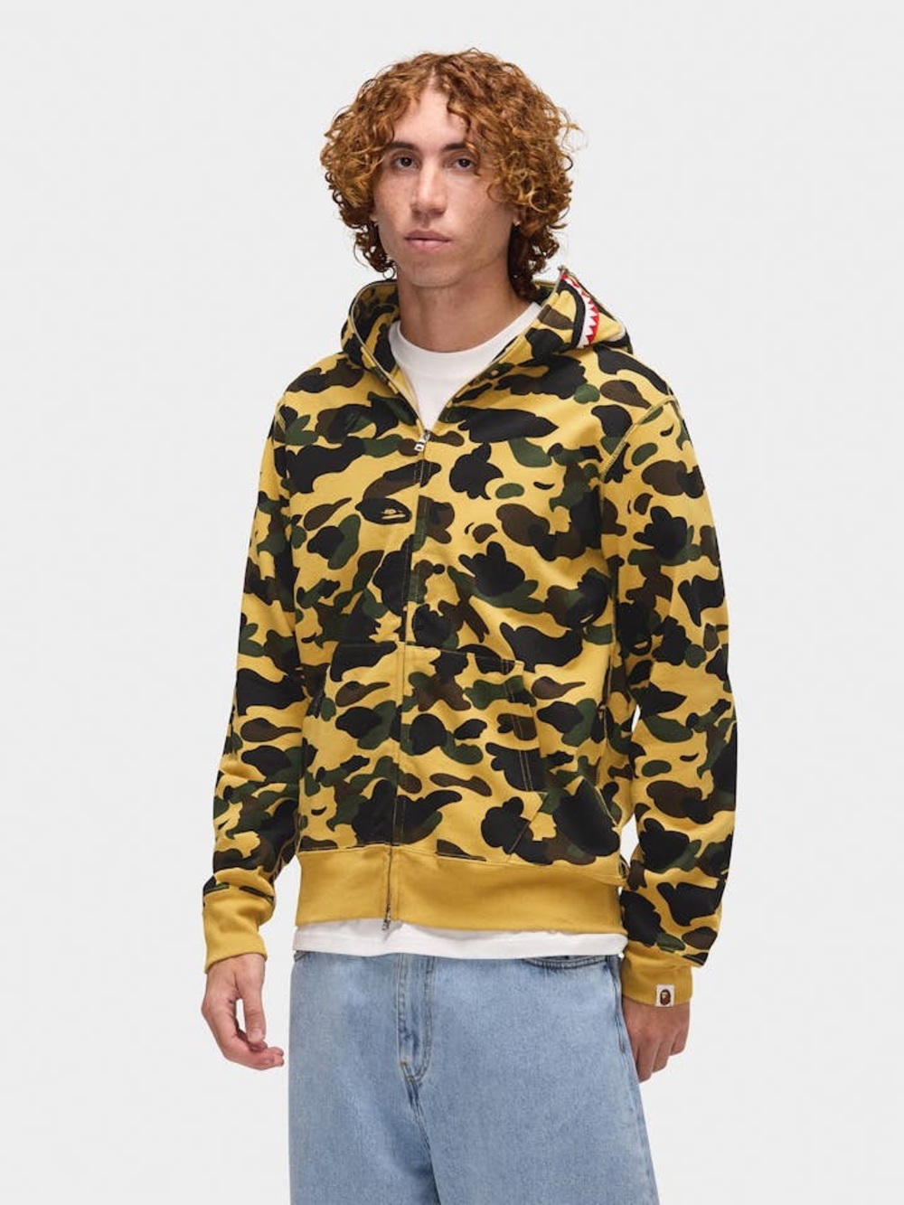 BAPE A Bathing Ape 1st Camo Shark Full Zip Hoodie Jacket WGM Yellow 3XL
